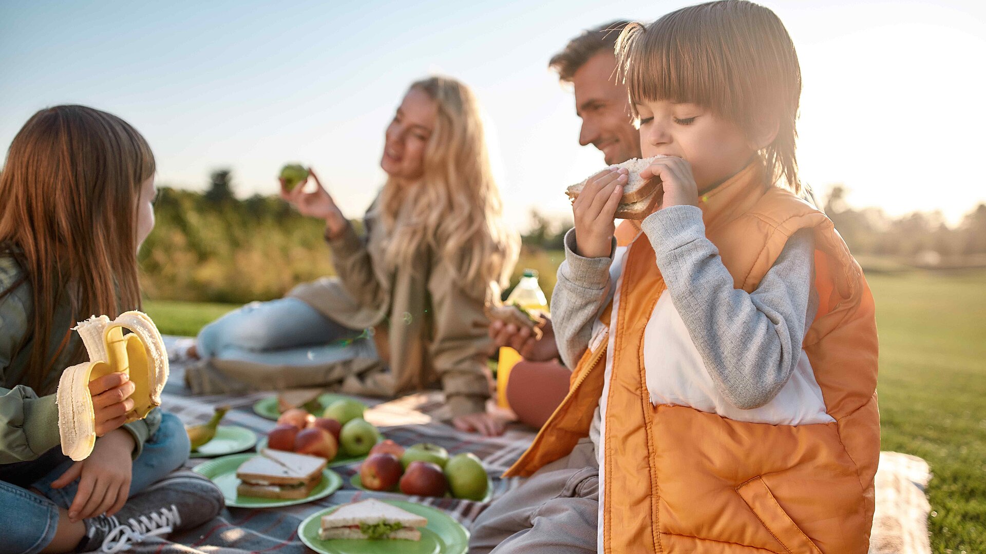 Familie beim gesunden Picknick