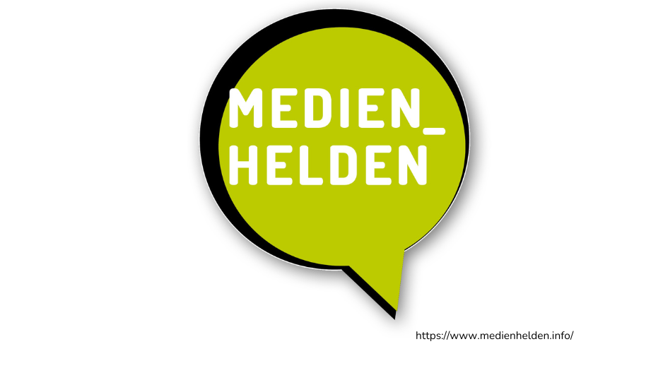 Das Logo von Medienhelden zeigt eine grüne Sprechblase