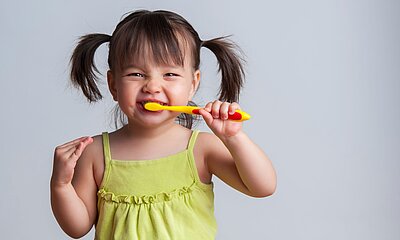 kleines Mädchen mit Zahnbürste